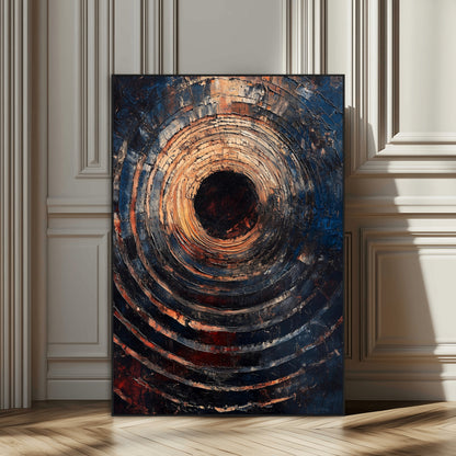 77401573-SEG-FC-51X34_Oversize_Oversize-Textured Spiral Wall Art Canvas Print, Framed Abstract Void Art Picture Print, Wooden Vortex Perfect Modern Industrial Decor