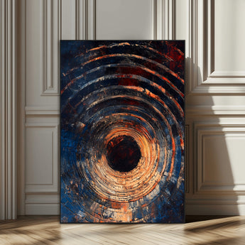 95449028-SEG-FC-51X34_Oversize_Oversize-Textured Spiral Wall Art Canvas Print, Framed Abstract Void Art Picture Print, Wooden Vortex Perfect Modern Industrial Decor