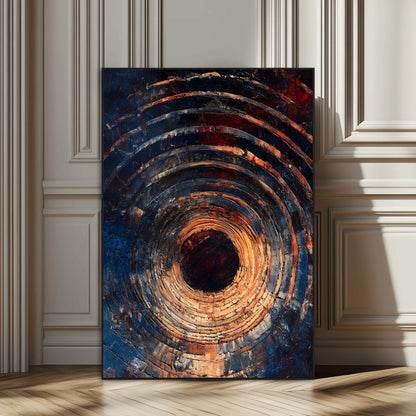 95449028-SEG-FC-51X34_Oversize_Oversize-Textured Spiral Wall Art Canvas Print, Framed Abstract Void Art Picture Print, Wooden Vortex Perfect Modern Industrial Decor