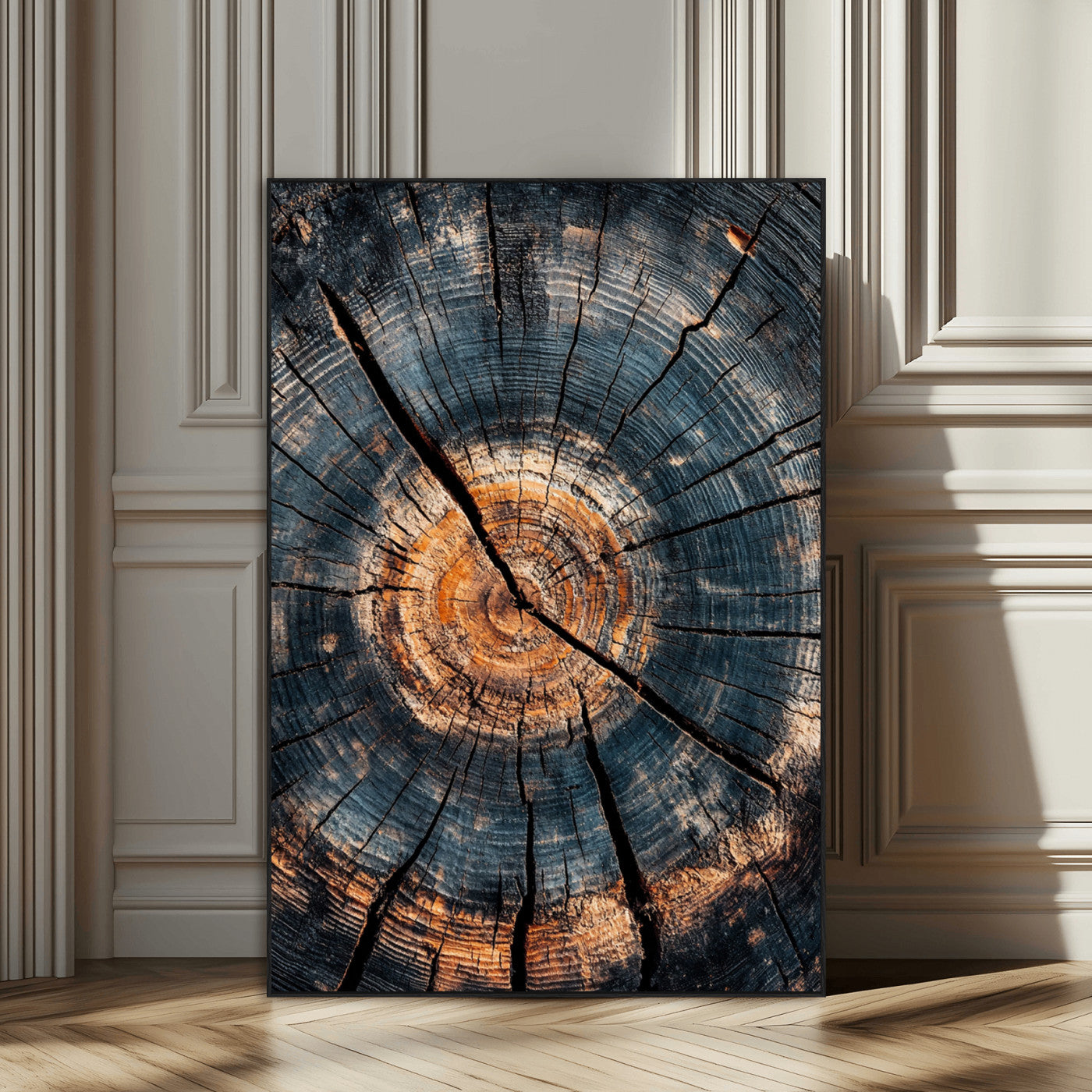 77995348-SEG-FC-51X34_Oversize_Oversize-Tree Rings Wall Art Canvas Print, Framed Rustic Wood Art Picture Print, Natural Texture Perfect Rustic Decor Artwork