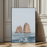 23148844-MGV-CV-24X36-Faraglioni Capri Wall Art Canvas Print, Framed Serene Ocean Art Picture Print, Mediterranean Coastal Perfect Mediterranean
