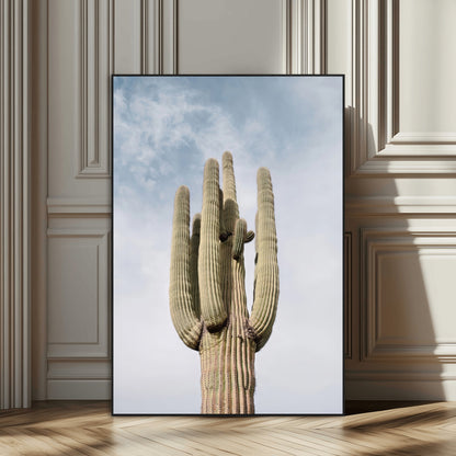 44868276-MGV-CV-24X36-Saguaro Cactus Wall Art Canvas Print, Framed Earthy Desert Art Picture Print, Warm Botanical Perfect Southwestern Boho Decor