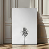 67263674-MGV-CV-24X36-Lone Palm Tree Wall Art Canvas Print, Framed Minimalist Tropical Art Picture Print, Monochrome Beach Perfect Modern Coastal