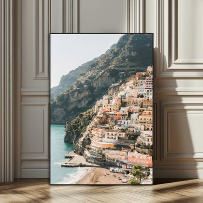 28897019-MGV-CV-24X36-Positano Coastline Wall Art Canvas Print, Framed Amalfi Architecture Art Picture Print, Italian Riviera Perfect Mediterranean