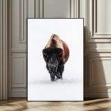 11394883-MGV-CV-24X36-Winter Bison Wall Art Canvas Print, Framed Rustic Wildlife Art Picture Print, Bold Animal Art Perfect Rustic Lodge Decor Artwork