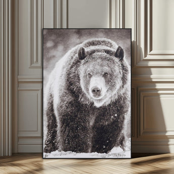 37297892-SEG-FC-51X34_Oversize_Oversize-Bison Portrait Wall Art Canvas Print, Framed Rustic Wall Accent Art Picture Print, Lodge Style Perfect Rustic Lodge Decor Artwork