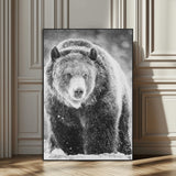 98050634-SEG-FC-51X34_Oversize_Oversize-Bison Portrait Wall Art Canvas Print, Framed Rustic Wall Accent Art Picture Print, Lodge Style Perfect Rustic Lodge Decor Artwork