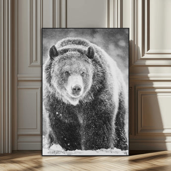 98050634-SEG-FC-51X34_Oversize_Oversize-Bison Portrait Wall Art Canvas Print, Framed Rustic Wall Accent Art Picture Print, Lodge Style Perfect Rustic Lodge Decor Artwork