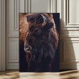 56758157-SEG-FC-51X34_Oversize_Oversize-Bison Portrait Wall Art Canvas Print, Framed Rustic Wall Accent Art Picture Print, Lodge Style Perfect Rustic Lodge Decor Artwork