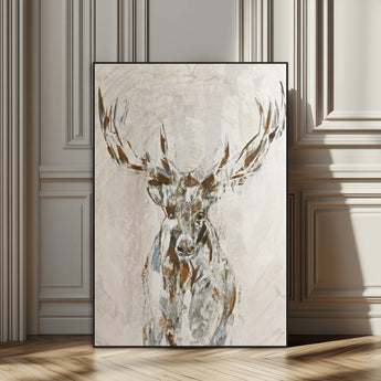 79642067-SEG-FC-51X34_Oversize_Oversize-Abstract Deer Wall Art Canvas Print, Framed Lodge Style Decor Art Picture Print, Rustic Animal Wall Perfect Lodge Cabin Style