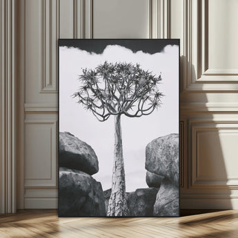 60628080-MGV-CV-24X36-Bold Tree Silhouette Wall Art Canvas Print, Framed Sculptural Tree Shape Art Picture Print, Desert Tree Perfect Modern Desert