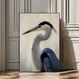 60171823-MGV-CV-24X36-Blue Heron Wall Art Canvas Print, Framed Coastal Bird Theme Art Picture Print, Minimalist Wildlife Perfect Coastal Minimalist