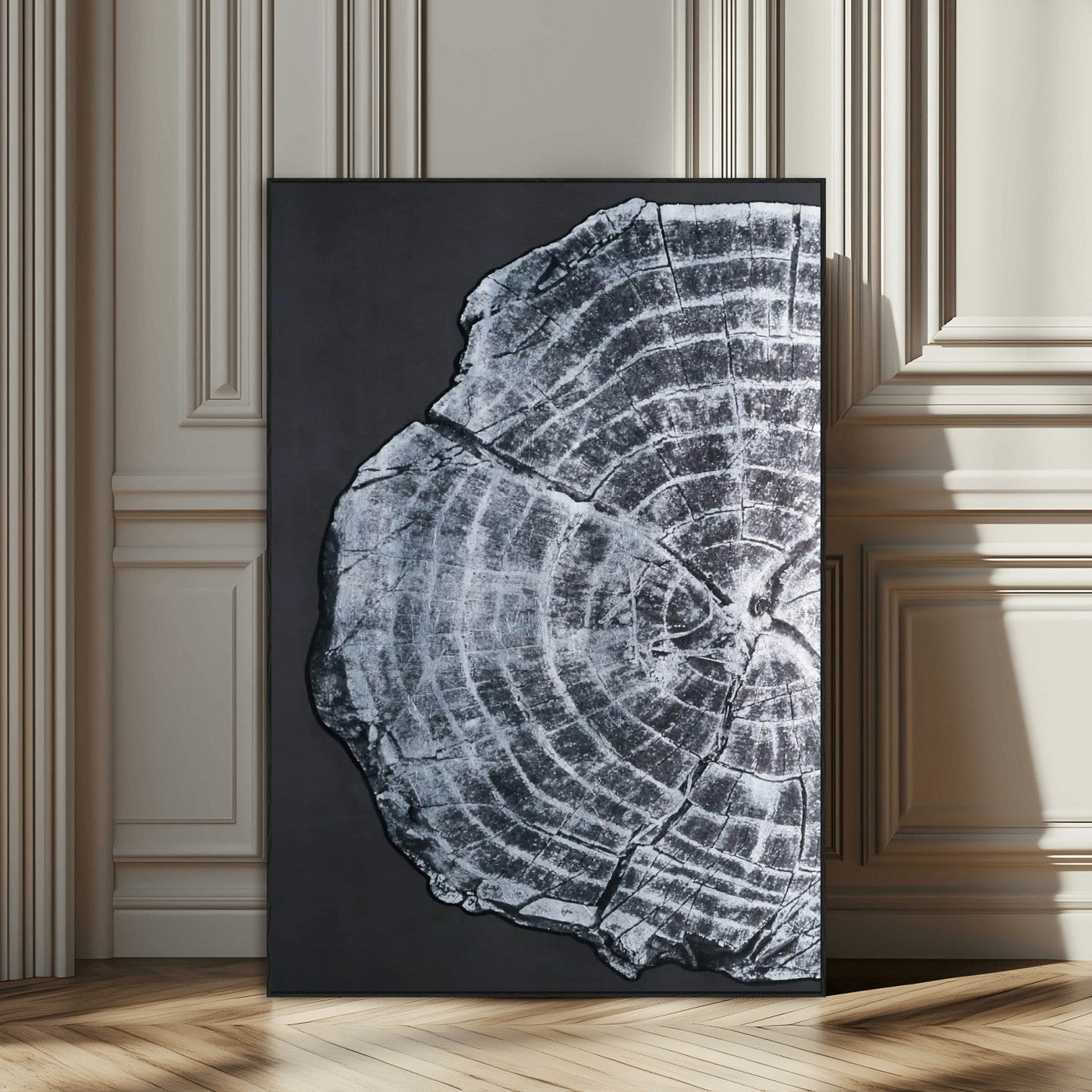 10432121-SEG-FC-51X34_Oversize_Oversize-Tree Ring Canvas Wall Art Canvas Print, Framed Rustic Wood Wall Art Picture Print, Botanical Tree Slice Perfect Modern Lodge Decor