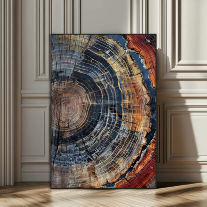 36357958-MGV-CV-24X36-Tree Ring Texture Wall Art Canvas Print, Framed Rustic Wood Decor Art Picture Print, Timber Wall Accent Perfect Rustic Farmhouse