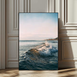 65283502-MGV-CV-24X36-Ocean Waves Wall Art Canvas Print, Framed Coastal Serenity Art Picture Print, Golden Hour Perfect Modern Coastal Decor Artwork