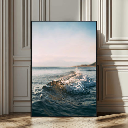65283502-SEG-FC-51X34_Oversize_Oversize-Ocean Waves Wall Art Canvas Print, Framed Coastal Serenity Art Picture Print, Golden Hour Perfect Modern Coastal Decor Artwork
