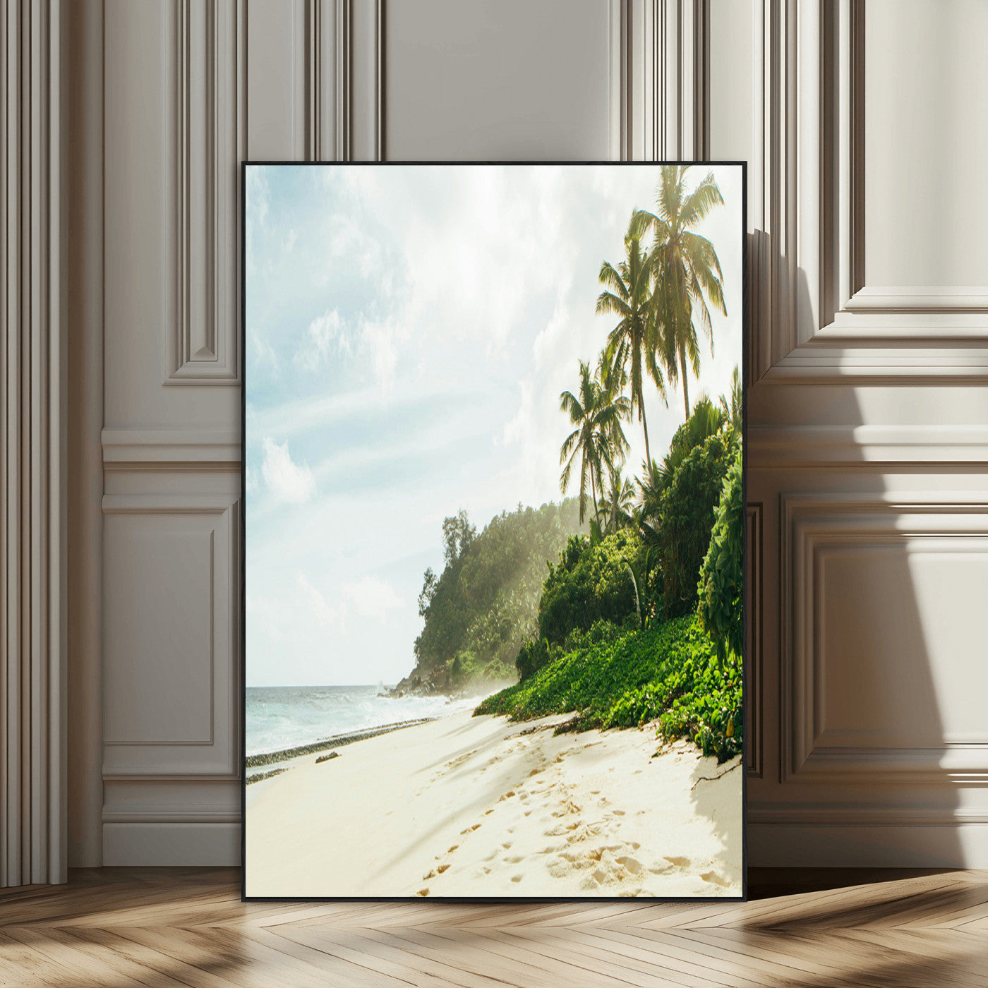 42984524-MGV-CV-24X36-Relaxing Beach Wall Art Canvas Print, Framed Ocean View Art Picture Print, Coastal Serenity Perfect Tropical Coastal Decor Artwork