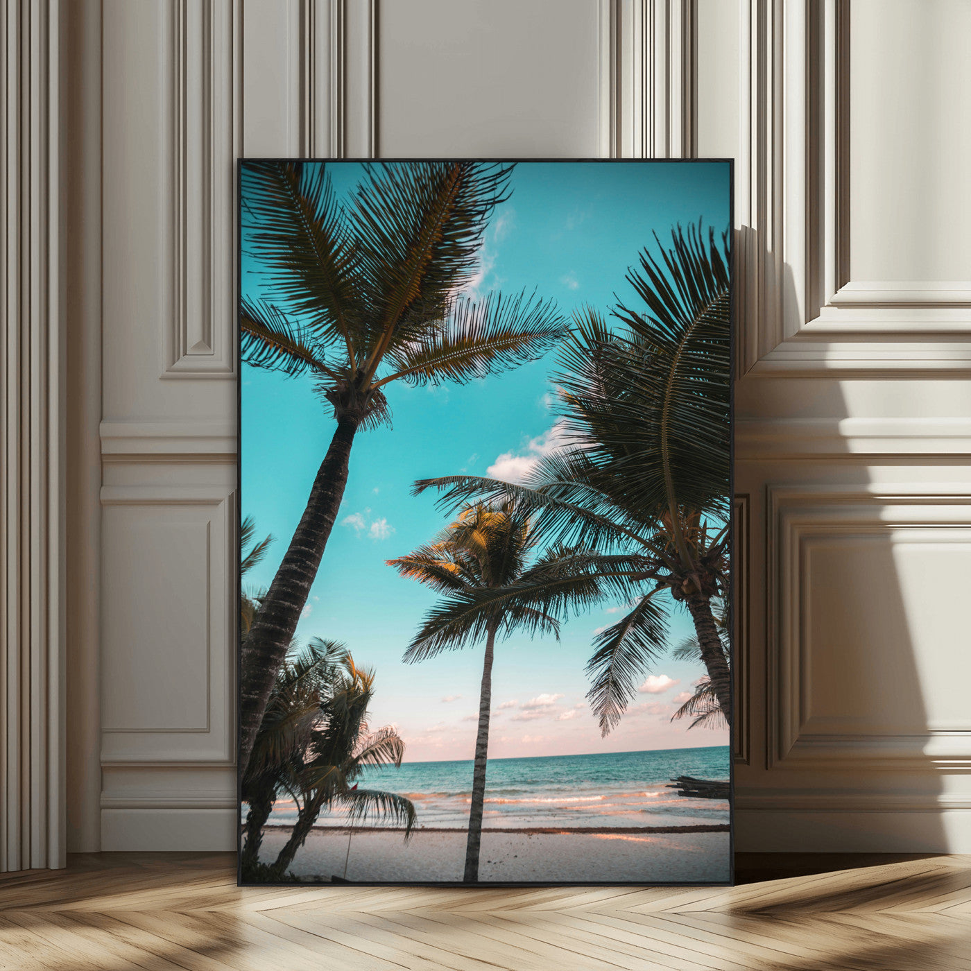 49451039-MGV-CV-24X36-Palm Trees Wall Art Canvas Print, Framed Tropical Beach Art Picture Print, Ocean Breeze Perfect Tropical Coastal Decor Artwork