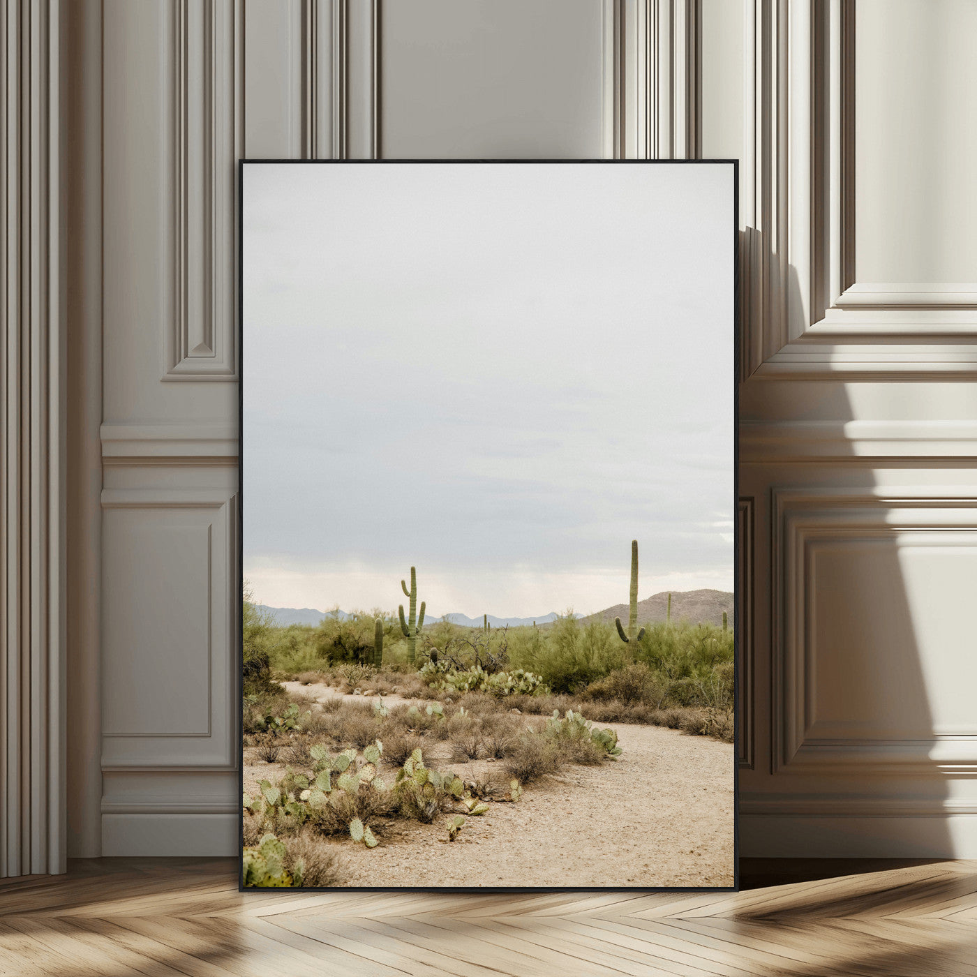 55042528-SEG-FC-51X34_Oversize_Oversize-Minimalist Landscape Wall Art Canvas Print, Framed Rustic Boho Canvas Art Picture Print, Earthy Tones Art Perfect Southwestern