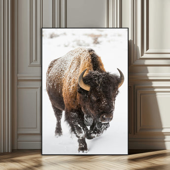 19448944-SEG-FC-51X34_Oversize_Oversize-Winter Wilderness Wall Art Canvas Print, Framed Brown Tones Art Picture Print, Nature Close-Up Perfect Rustic Lodge Decor Decor