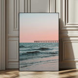 89450227-SEG-FC-51X34_Oversize_Oversize-Minimalist Seascape Wall Art Canvas Print, Framed Soft Pastel Sunset Art Picture Print, Tranquil Ocean Perfect Minimalist Coastal