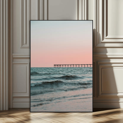 89450227-SEG-FC-51X34_Oversize_Oversize-Minimalist Seascape Wall Art Canvas Print, Framed Soft Pastel Sunset Art Picture Print, Tranquil Ocean Perfect Minimalist Coastal