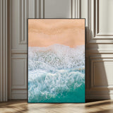 91434062-SEG-FC-51X34_Oversize_Oversize-Beach Aerial Wall Art Canvas Print, Framed Soft Waves Art Picture Print, Ocean Tranquility Perfect Coastal Minimalist Decor