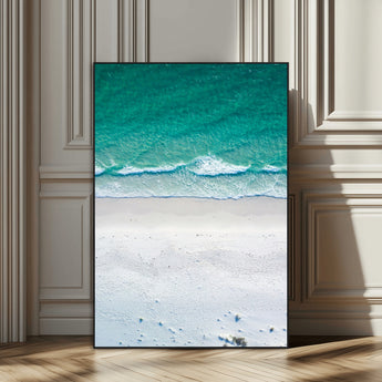 26150405-SEG-FC-51X34_Oversize_Oversize-Soft Waves Wall Art Canvas Print, Framed Seaside Escape Art Picture Print, Minimalist Beach Aesthetic Perfect Coastal Minimalist