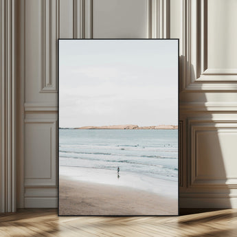 66350373-SEG-FC-51X34_Oversize_Oversize-Minimalist Beach Wall Art Canvas Print, Framed Soft Blue Tones Art Picture Print, Tranquil Ocean Perfect Coastal Minimalist Decor