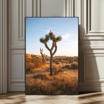 90776393-SEG-FC-51X34_Oversize_Oversize-Joshua Tree Wall Art Canvas Print, Framed Golden Hour Desert Art Picture Print, Sunset Glow Perfect Southwestern Boho Decor