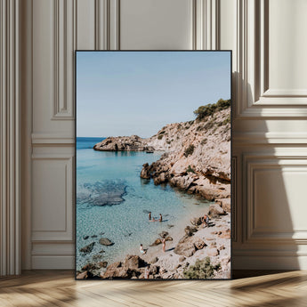 39329622-MGV-CV-24X36-Coastal Wall Art – Turquoise Water and Rocky Beach Canvas Print, Scenic Seaside Photography Decor for Bedroom, Living Room,