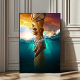 68298058-SEG-FC-51X34_Oversize_Oversize-Inspirational Wall Art – Helping Hands Canvas Print, Powerful Ocean and Light Photography Decor for Bedroom, Living Room, Office