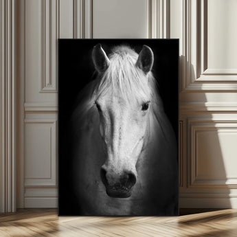 36639-SEG-FC-51X34_Oversize_Oversize-Large Wall Art White Horse on Black Background Canvas Print