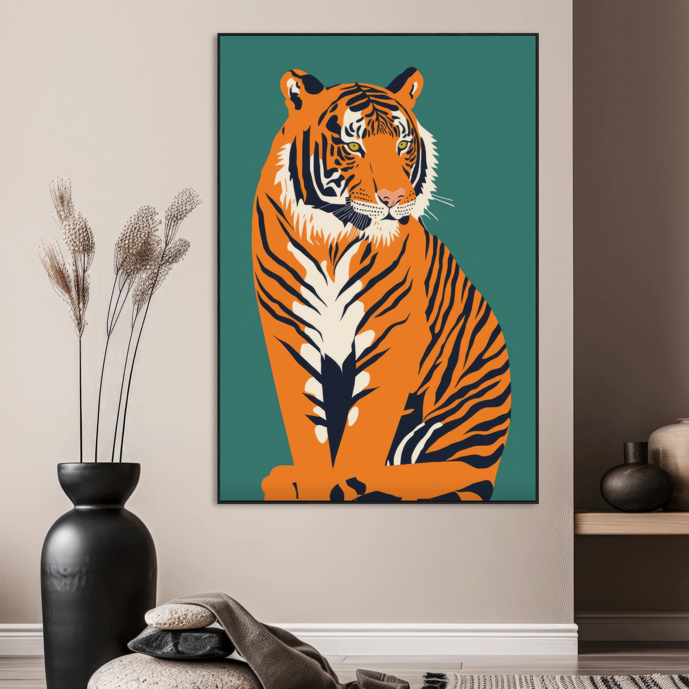 73620-MGV-CV-24X36-Tiger Wall Art – Bold Wildlife Canvas Print of Majestic Jungle Cat, Modern Animal Home Decor for Bedroom, Office, Living Room or