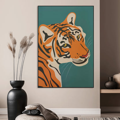 94447-MGV-CV-24X36-Tiger Portrait Wall Art – Bold Wildlife Canvas Print of Fierce Jungle Cat Face, Modern Animal Home Decor for Living Room, Office
