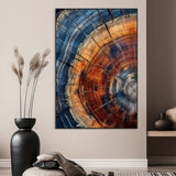 38379387-SEG-FC-90X60_Oversize_Oversize-Tree Rings Wall Art Canvas Print, Framed Wood Texture Art Picture Print, Blue Grain Perfect Earthy Modern Decor Artwork