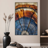 47703729-SEG-FC-51X34_Oversize_Oversize-Tree Rings Wall Art Canvas Print, Framed Wood Texture Art Picture Print, Blue Grain Perfect Rustic Modern Decor Artwork