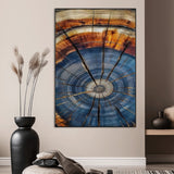 58959380-MGV-CV-24X36-Tree Rings Wall Art Canvas Print, Framed Wood Texture Art Picture Print, Blue Grain Perfect Rustic Modern Decor Artwork
