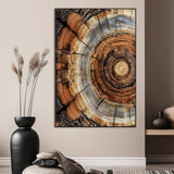 28233914-SEG-FC-51X34_Oversize_Oversize-Tree Rings Wall Art Canvas Print, Framed Wood Texture Art Picture Print, Rustic Pattern Perfect Rustic Organic Decor Artwork