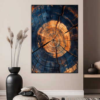 70513247-MGV-CV-24X36-Tree Rings Wall Art Canvas Print, Framed Rustic Texture Art Picture Print, Wood Grain Perfect Rustic Industrial Decor Artwork