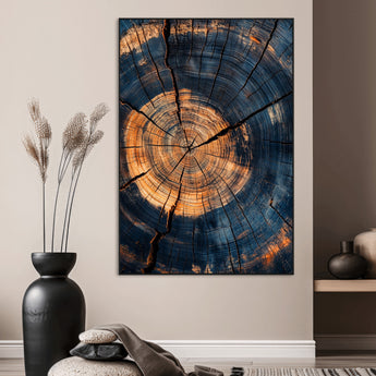 32486414-MGV-CV-24X36-Tree Rings Wall Art Canvas Print, Framed Rustic Texture Art Picture Print, Wood Grain Perfect Rustic Industrial Decor Artwork