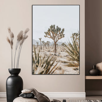 24058625-SEG-FC-51X34_Oversize_Oversize-Joshua Tree Wall Art Canvas Print, Framed Earthy Desert Art Picture Print, Neutral Desert Perfect Southwestern Minimalist Decor