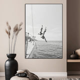 74555508-SEG-FC-51X34_Oversize_Oversize-Black White Sailing Wall Art Canvas Print, Framed Ocean Adventure Art Picture Print, Summer Energy Perfect Modern Minimalism Decor