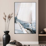 95570785-MGV-CV-24X36-Sailing Boat Wall Art Canvas Print, Framed Bright Nautical Art Picture Print, Sailing Sea Perfect Coastal Minimalist Decor Artwork