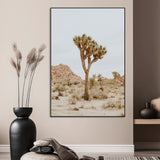 80210318-SEG-FC-51X34_Oversize_Oversize-Joshua Tree Wall Art Canvas Print, Framed Desert Minimalism Art Picture Print, Neutral Earth Tones Perfect Southwestern Minimalist