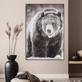 37297892-MGV-CV-24X36-Bison Portrait Wall Art Canvas Print, Framed Rustic Wall Accent Art Picture Print, Lodge Style Perfect Rustic Lodge Decor Artwork