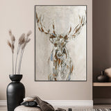 79642067-MGV-CV-24X36-Abstract Deer Wall Art Canvas Print, Framed Lodge Style Decor Art Picture Print, Rustic Animal Wall Perfect Lodge Cabin Style