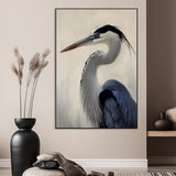 60171823-SEG-FC-51X34_Oversize_Oversize-Blue Heron Wall Art Canvas Print, Framed Coastal Bird Theme Art Picture Print, Minimalist Wildlife Perfect Coastal Minimalist