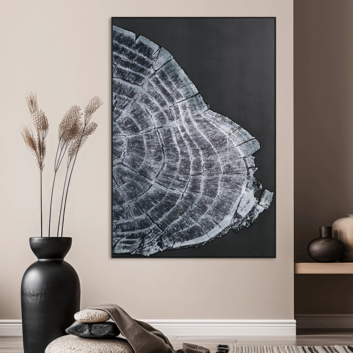 34094020-MGV-CV-24X36-Tree Ring Canvas Wall Art Canvas Print, Framed Modern Rustic Decor Art Picture Print, Botanical Tree Ring Perfect Modern Rustic