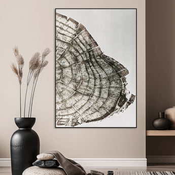 57798204-MGV-CV-24X36-Botanical Tree Ring Wall Art Canvas Print, Framed Earth Tones Art Picture Print, Tree Ring Canvas Perfect Scandinavian Minimalist